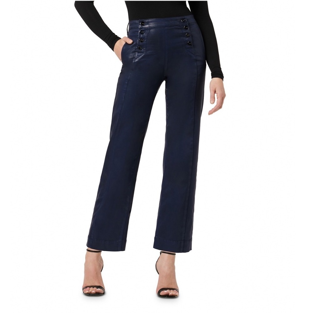 Joe's Jeans The Savannah Wide Leg Coated Navy Blue Side Button Jeans 24